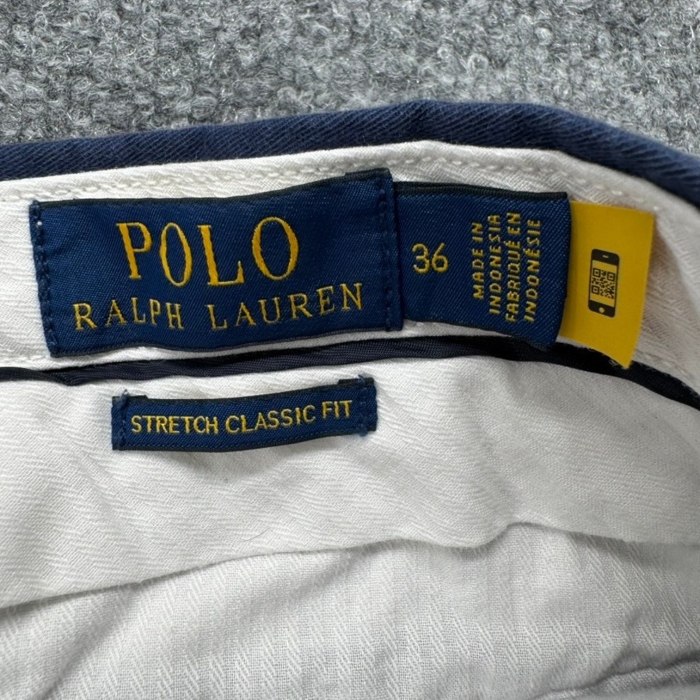 Polo Ralph Lauren Chino Shorts 36 Embroidered Pony Stretch Classic Fit Navy Blue - Picture 2 of 8